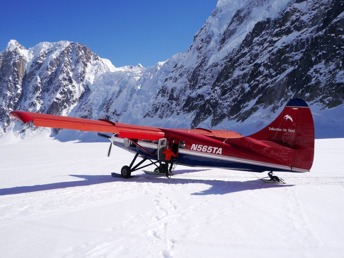 With our handy satellite communicator device we sent a message asking Talkeetna Air Taxi for a flight from the Ruth to the Kahiltna Glacier. They arrived just a few hours later.