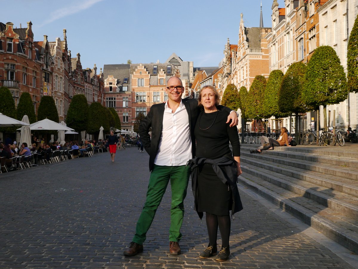 Simon and Hannah at the Oude Markt, Leuven