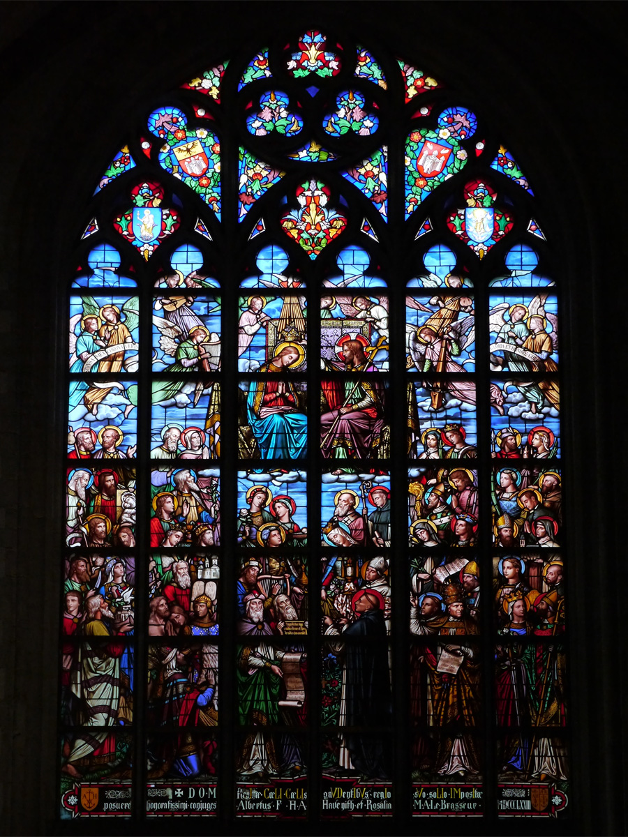 Stained glass window, Antwerp cathedral.