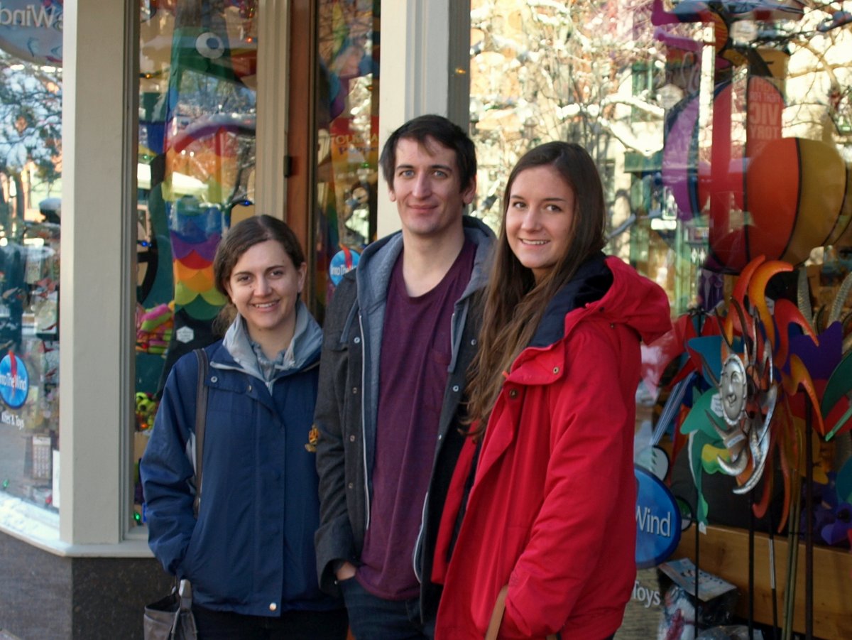 Nicole, Rick and Alex, Pearl Street Mall, Boulder, Decmber 2014