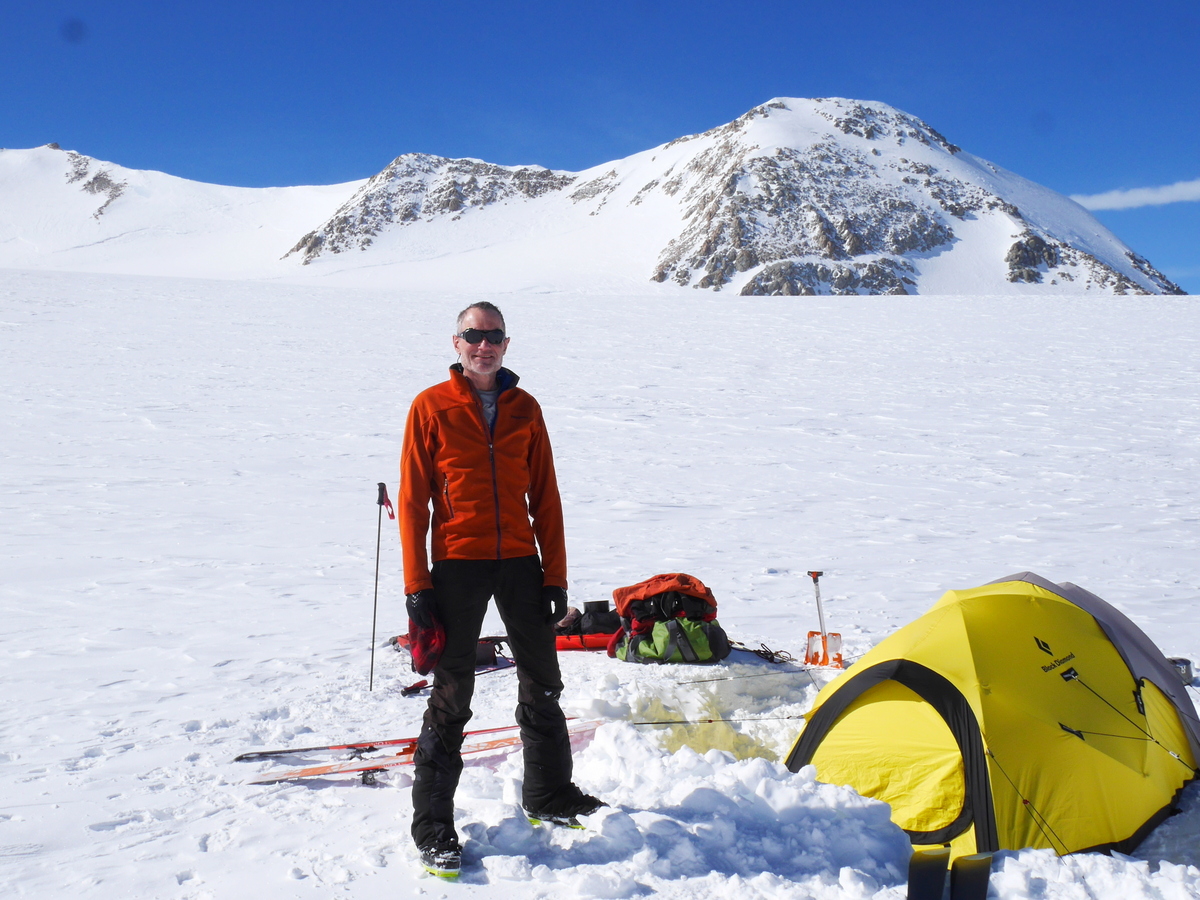 At Plateau Camp. The North Peak (18,238') is visible behind me on the left.